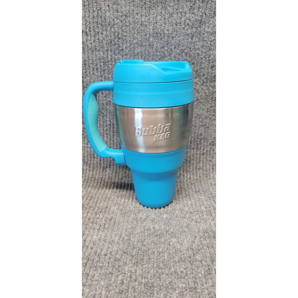 Bubba Keg 34 Oz Travel Mug Stainless Steel Insulated‎ Blue Handle Flip Lid